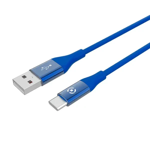 Cabo USB Celly USB-A USB-C 1M Silicone Azul - USBTYPECCOLORBL