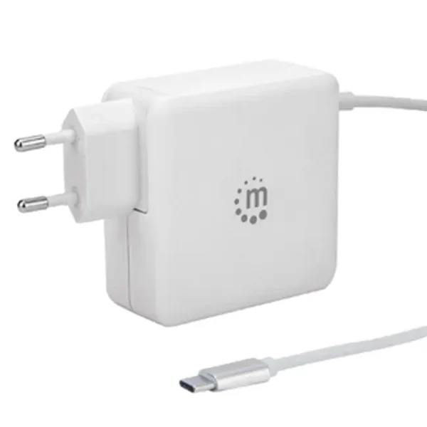 Carregador Manhattan USB-C 60W, USB-A 5V 2.4A Branco - 180245