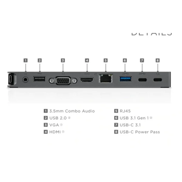 Docking Station Lenovo USB-C Mini 8 em 1 - 40AU0065EU