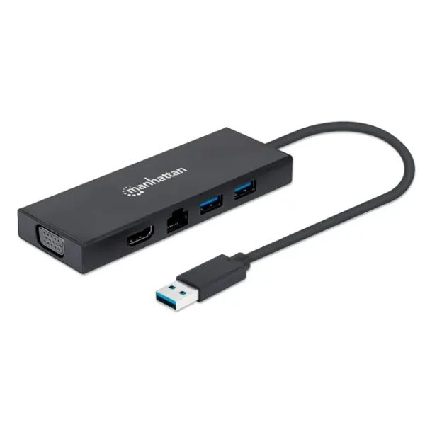 Hub USB-A Manhattan 1HDMI, 1RJ45, 1VGA, 2USB-A 3.0 - 152846