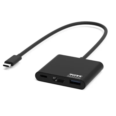 Hub USB-C Port Designs 3 em 1 HDMI 4K@30Hz, USB-A 3.0, USB-C PD 60W