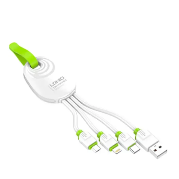 Cabo 3 Em 1 USB-A Para Lightning Micro-USB, USB-C Ldnio 10cm - LC95