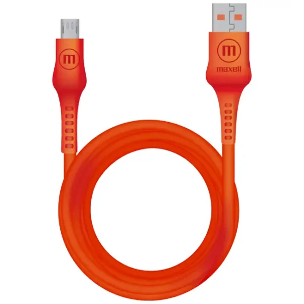 Cabo USB-A Para Micro-USB 2.1A Maxell Carregamento Rápido 1.5M Laranja - 348214