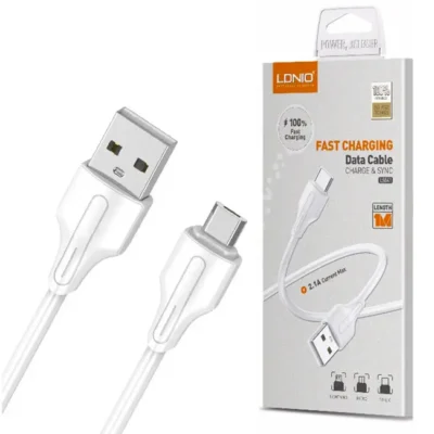 Cabo USB-A Para Micro-USB Ldnio 2.1A Carregamento Rápido 3M Branco