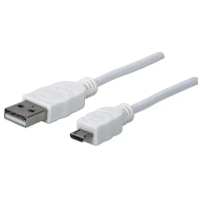 Cabo USB-A Para Micro-USB Manhattan, 1.8M Branco