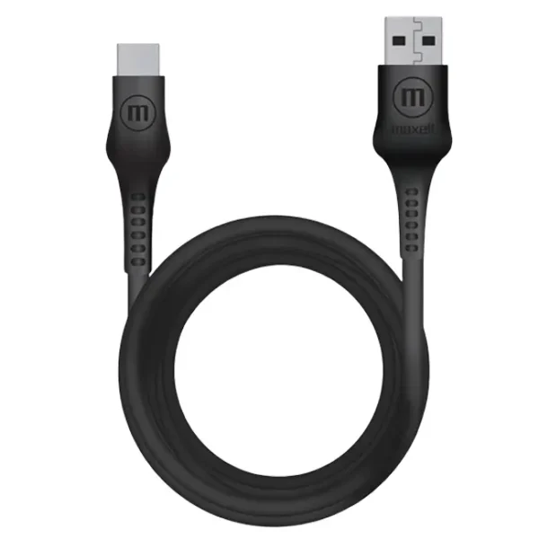 Cabo USB-A Para USB-C 2.1A Maxell Carregamento Rápido 1.2M Preto