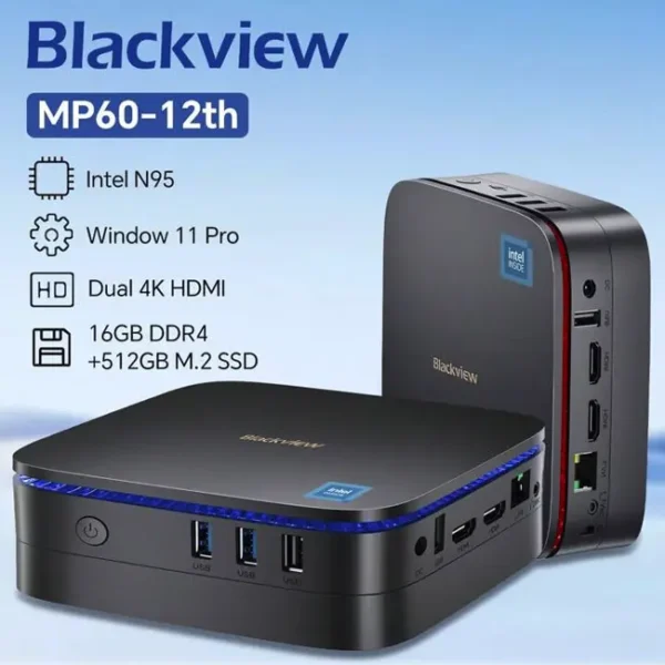 Mini PC Blackview MP60 Intel N5095, 16GB, 512GB SSD, WIFI, W11P Azul - 6931548311195