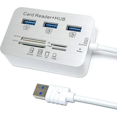 HUB USB-A 3.0 + Leitor de Cartão de Memória