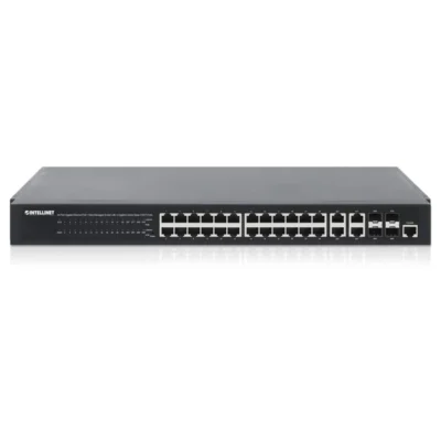 Switch 24 Portas Giga POE Intellinet + 4 Giga Gestão + Portas Combo Base-T/SFP