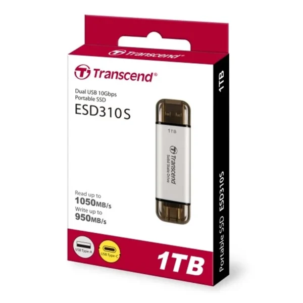 SSD Portátil Transcend ESD310S 1TB USB-C/A Prata TS1TESD310S