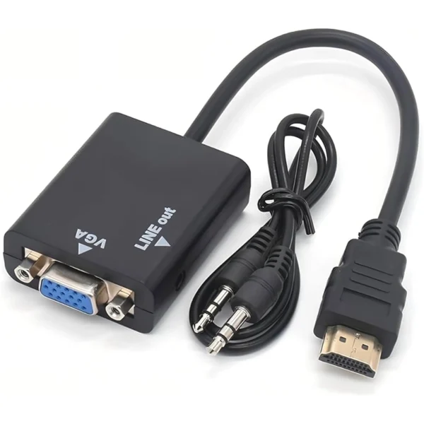 Adaptador HDMI/VGA FHD com Cabo de Áudio