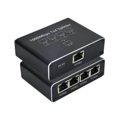 Mini Switch Portátil / RJ45 Splitter 1×4 Portas Gigabit USB-C