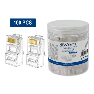 Conector RJ45 CAT6 U/UTP Gold Plated Ewent IM1206 Pack de 100un