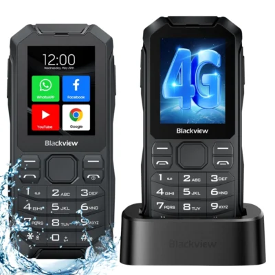 Telemóvel Básico Blackview N1000 1GB/4GB WiFi 4G GPS com Base de Carregamento Preto